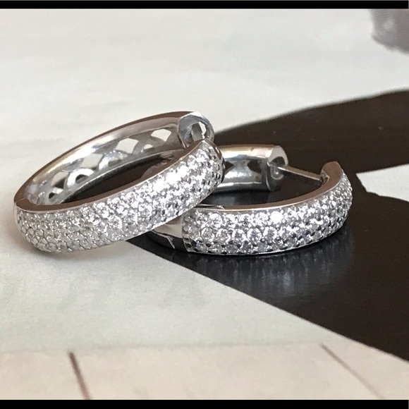 Jewelry - Silver hoop earrings with zirconium